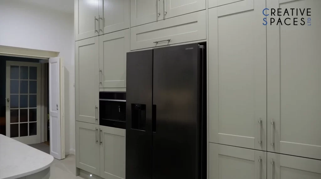 fridge and wall cabinets